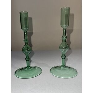 POKETO Glass Candlestick Holder Set of 2 New In Box